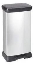 פח אשפה 50 ליטר - פח אשפה למטבח 50 ליטר כסוף - CURVER DECO BIN - כתר פלסטיק
