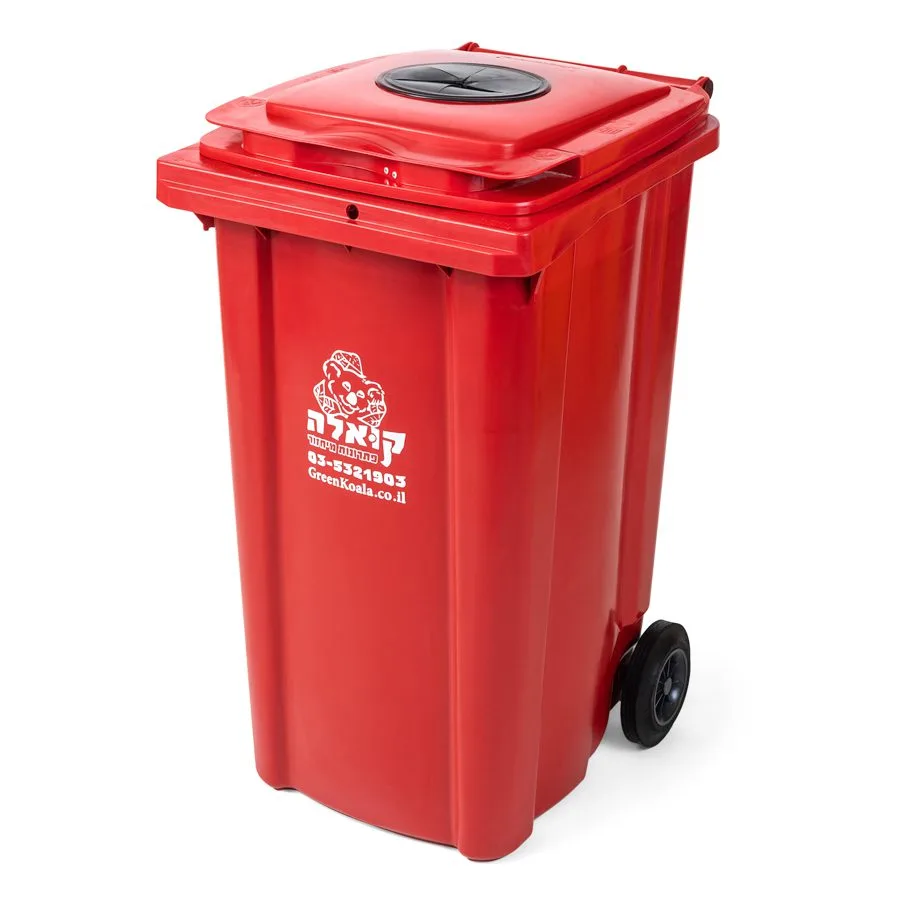 red wheelie bin 240 liter deposit bottles cans recycling