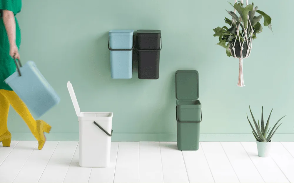 פח מיחזור קטן למיון פסולת ביתית 16 ליטר - Brabantia SORT&GO ירוק-ג׳ייד