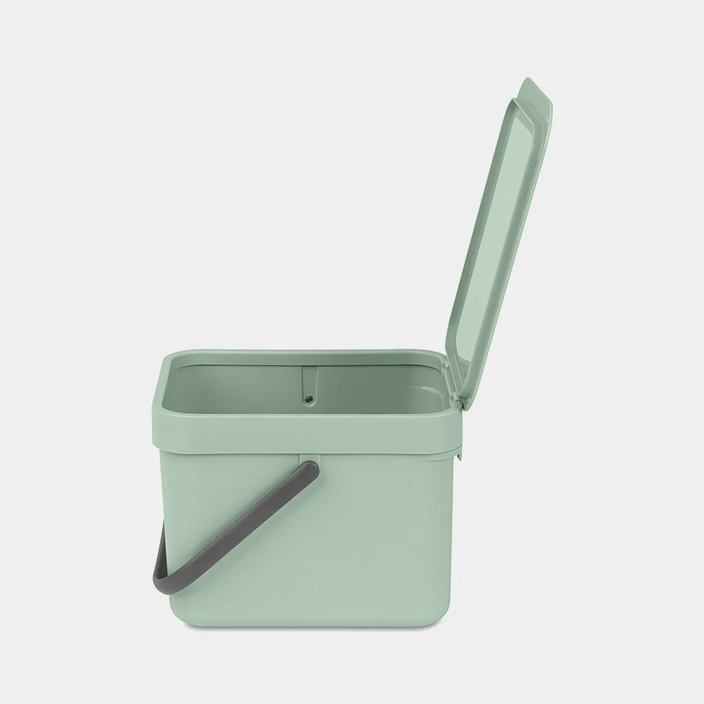 פח מיחזור קטן למיון פסולת ביתית 6 ליטר - Brabantia SORT&GO ירוק-ג׳ייד