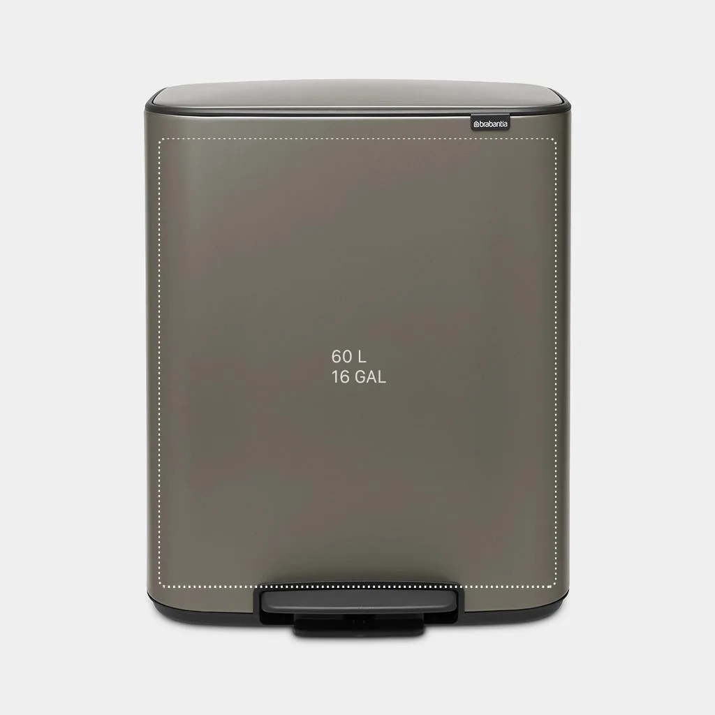 פחי אשפה דוושה בנפח 60 ליטר - Brabantia BO platinum