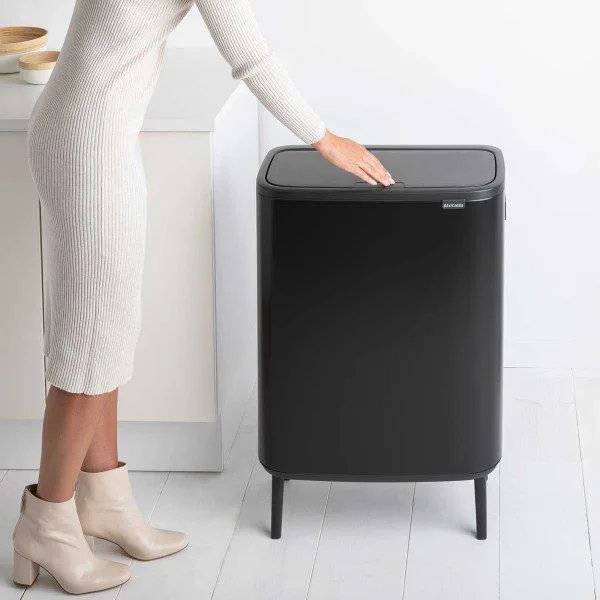 y 130229 b0 touch bin hi 60l matt black brabantia touch opening