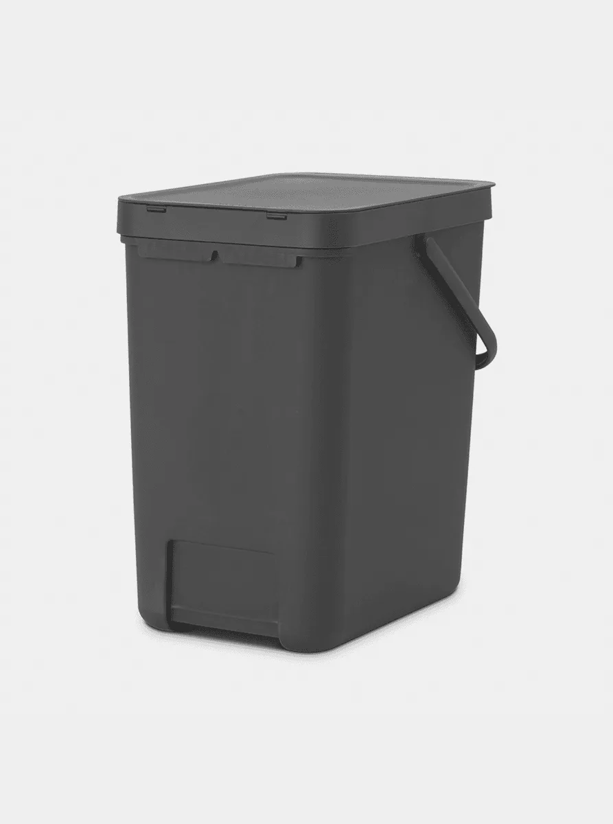 פח הפרדה ומיון למיחזור פסולת ביתית 25 ליטר - Brabantia SORT&GO אפור-כהה
