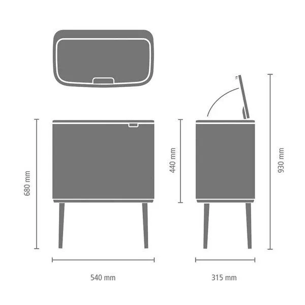 brabantia bo touch bin 36l soft beige dimensions y 201189