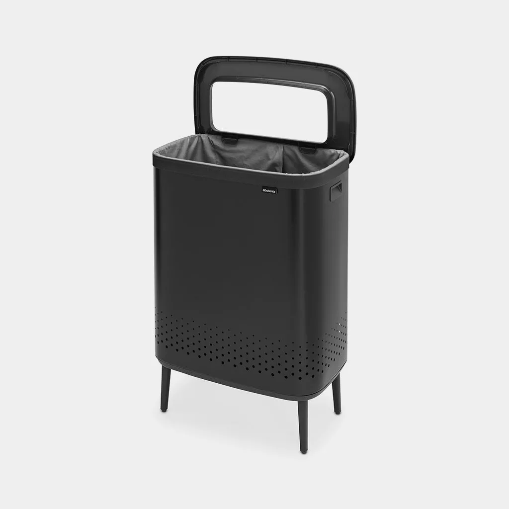 סל כביסה מחולק 45+45 ליטר - Brabantia Bo שחור-מט
