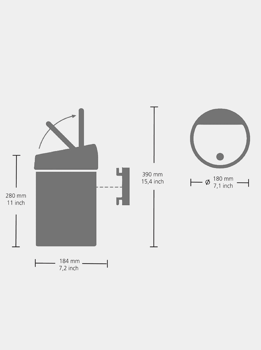 פח נתלה טאצ' 3 ליטר Brabantia platinum