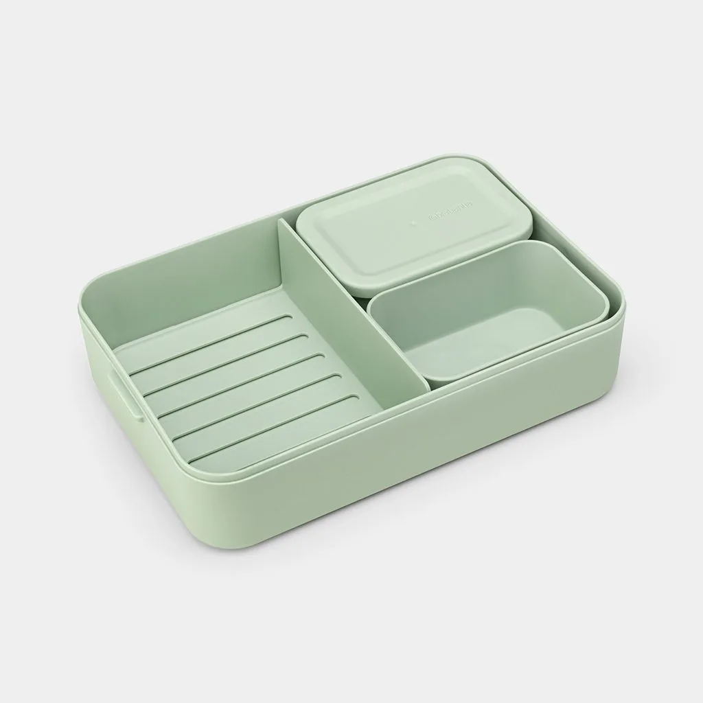 קופסת אוכל Bento גדולה 2 ליטר Make & Take פלסטיק ללא BPA ירוק ג׳ייד Brabantia – תמונה 3
