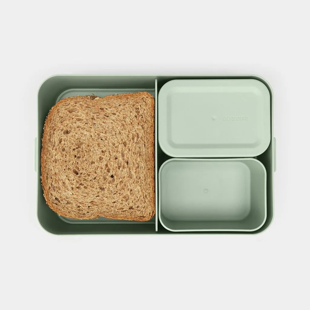 קופסת אוכל Bento גדולה 2 ליטר Make & Take פלסטיק ללא BPA ירוק ג׳ייד Brabantia – תמונה 2