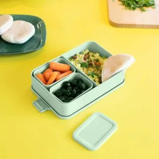 קופסת אוכל בנטו - קופסת אוכל Bento גדולה 2 ליטר Make & Take פלסטיק ללא BPA ירוק ג׳ייד Brabantia