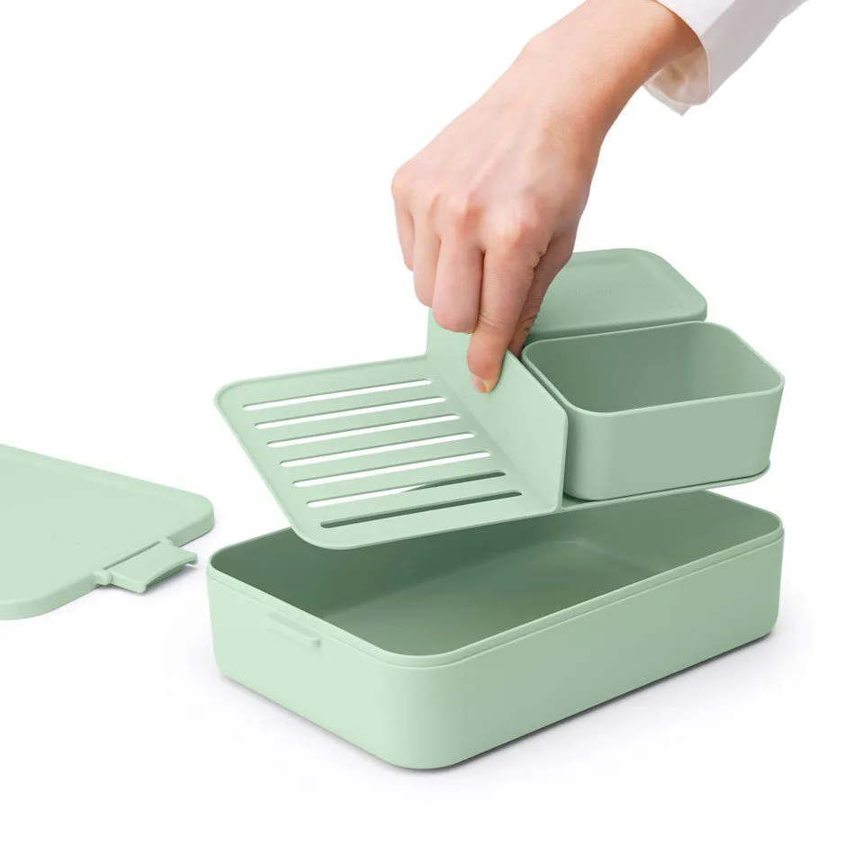 קופסת אוכל Bento גדולה 2 ליטר Make & Take פלסטיק ללא BPA ירוק ג׳ייד Brabantia – תמונה 6