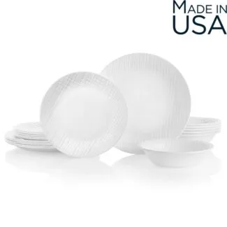 סט צלחות לינן וויב - סט צלחות קורנינג 18 חלקים, Linen Weave - מבית Corelle® Corning