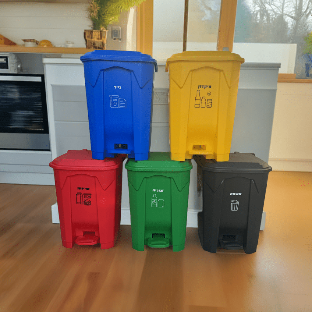 פח מיחזור  פנדה  עם דוושה 50 ליטר כחול לנייר edited 1