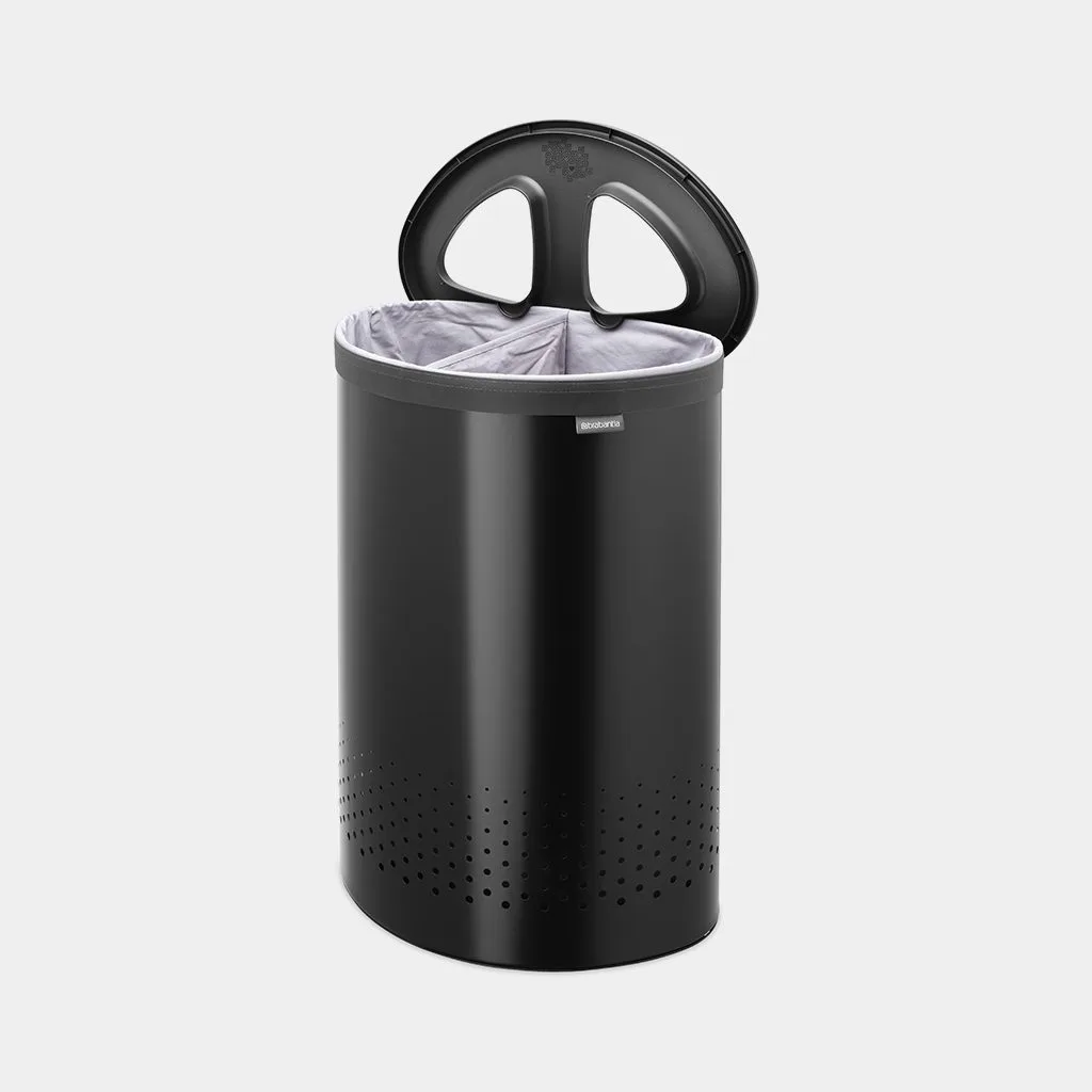 סל כביסה אובלי מחולק 55 ליטר שחור מט - Brabantia – תמונה 2