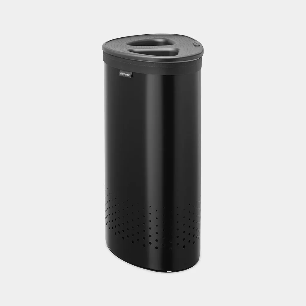 סל כביסה אובלי מחולק 55 ליטר שחור מט - Brabantia – תמונה 6