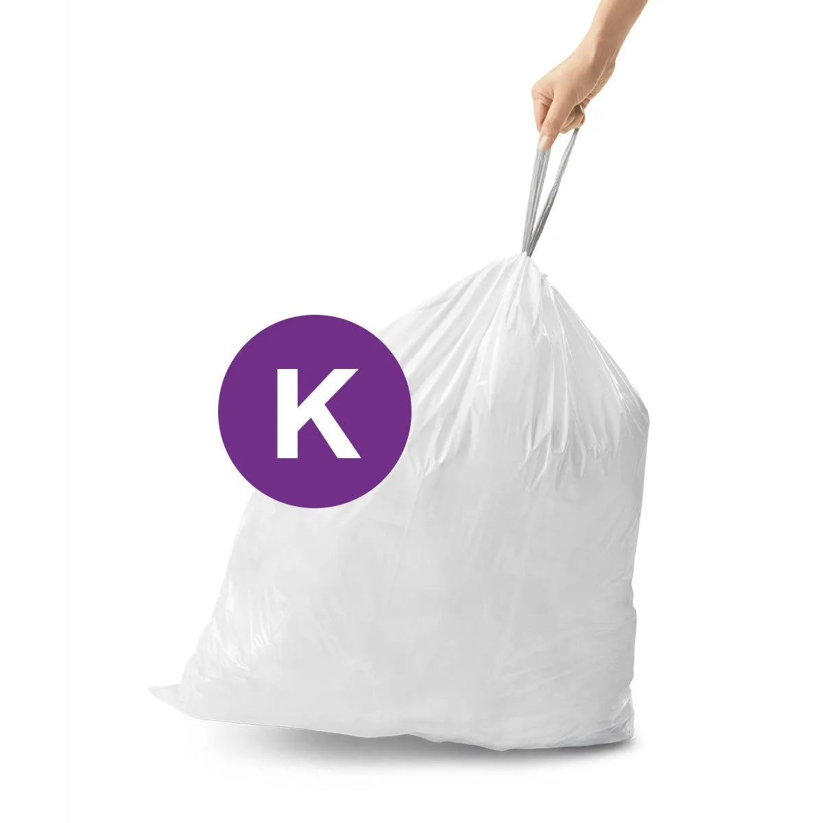 שקית אשפה סימפליומן קוד K קשורה עם ידיות הקשירה