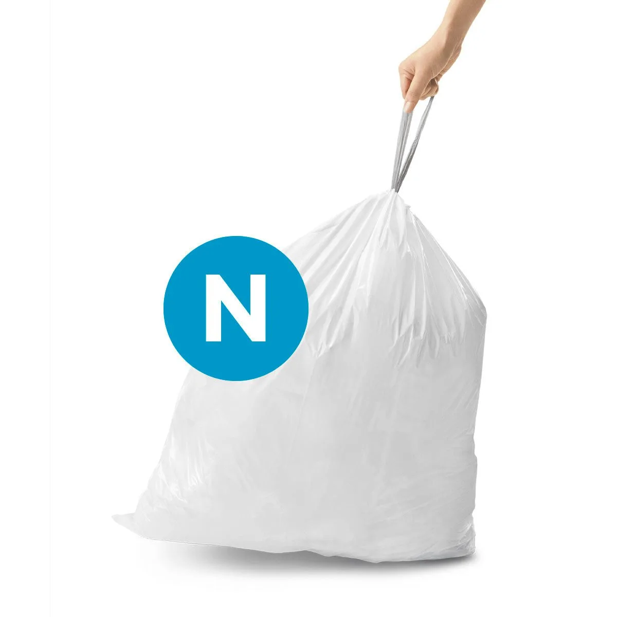 שקית אשפה סימפליומן קוד N קשורה עם ידיות הקשירה