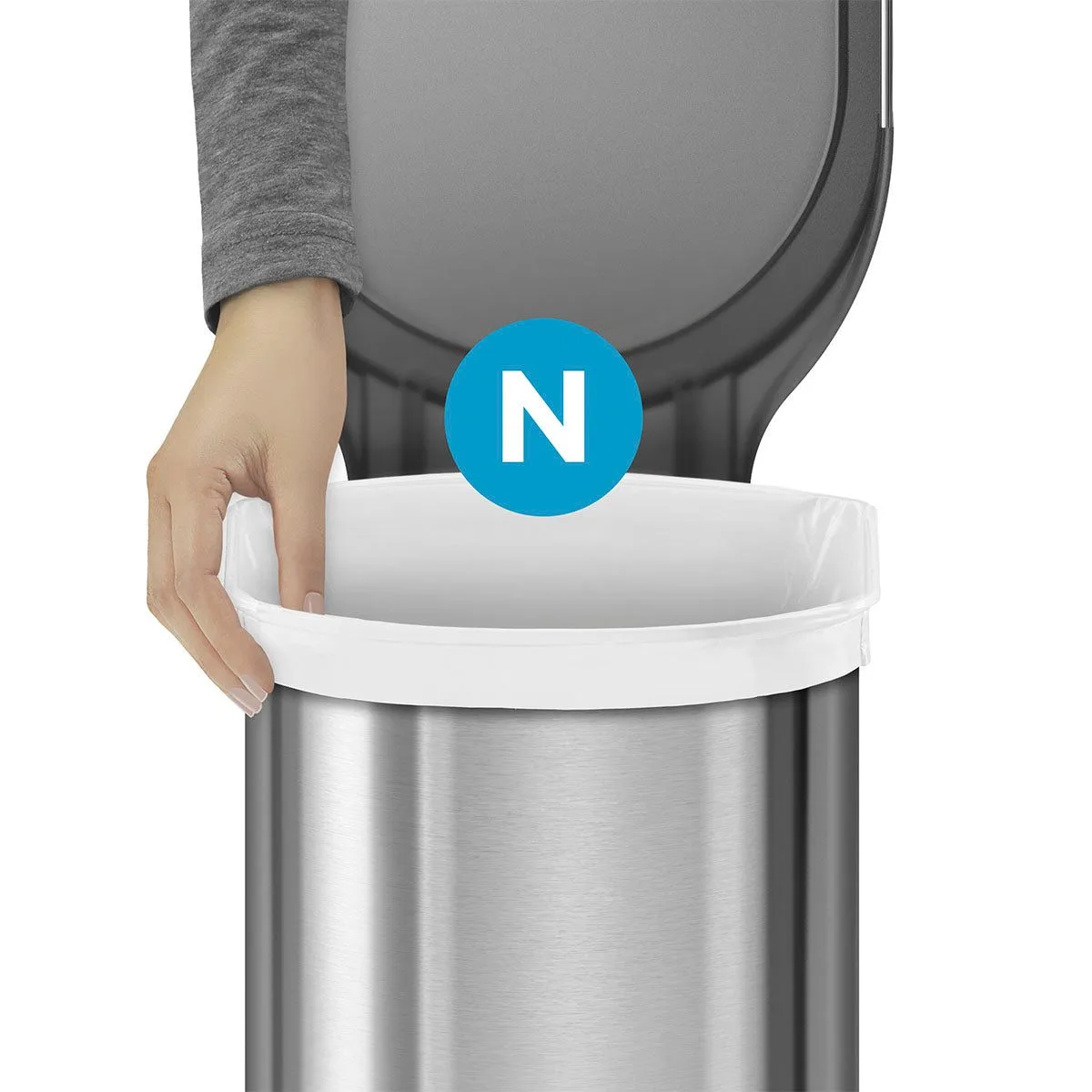 שקית סימפליומן קוד N מותקנת בתוך פח נירוסטה
