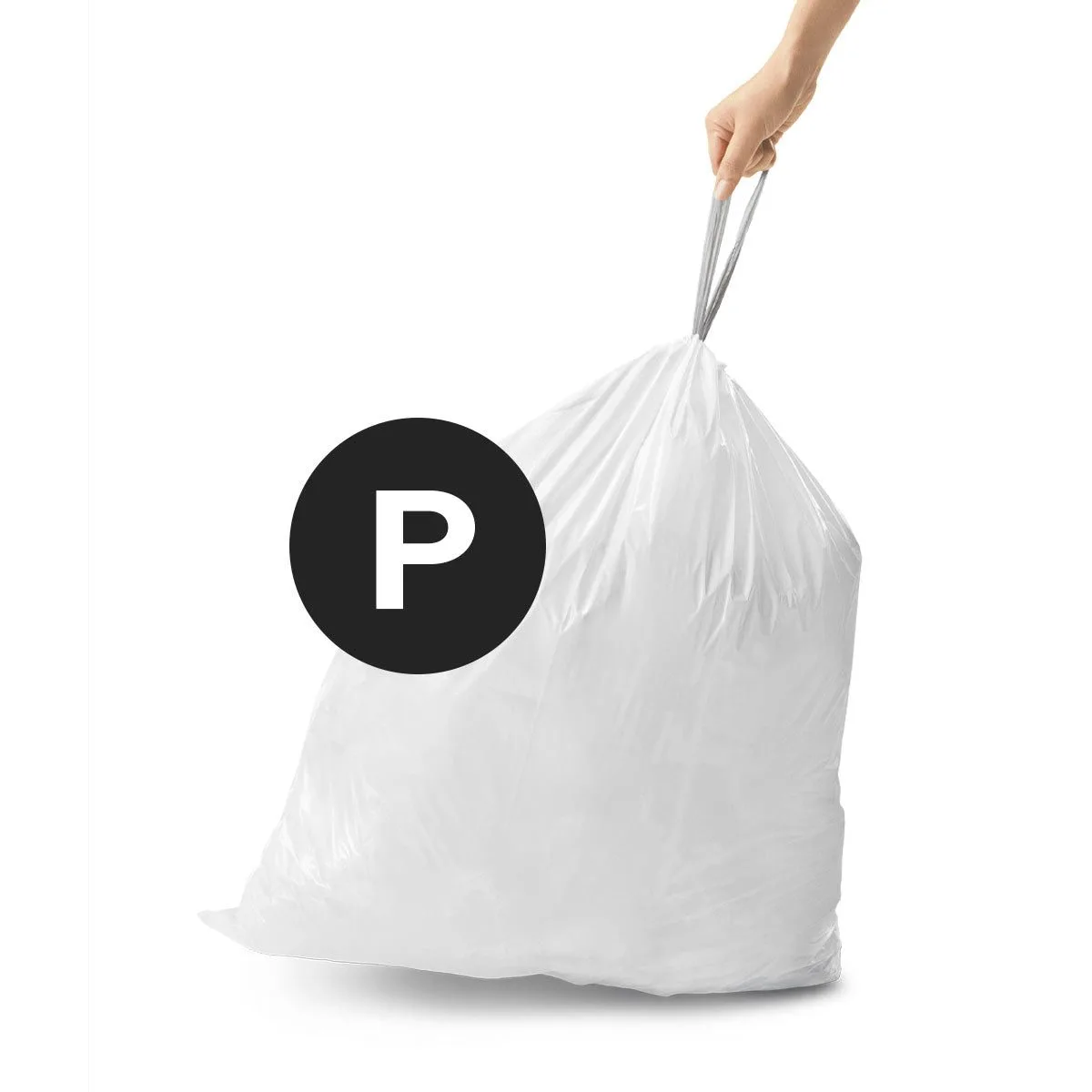 שקית אשפה סימפליומן קוד P קשורה עם ידיות הקשירה