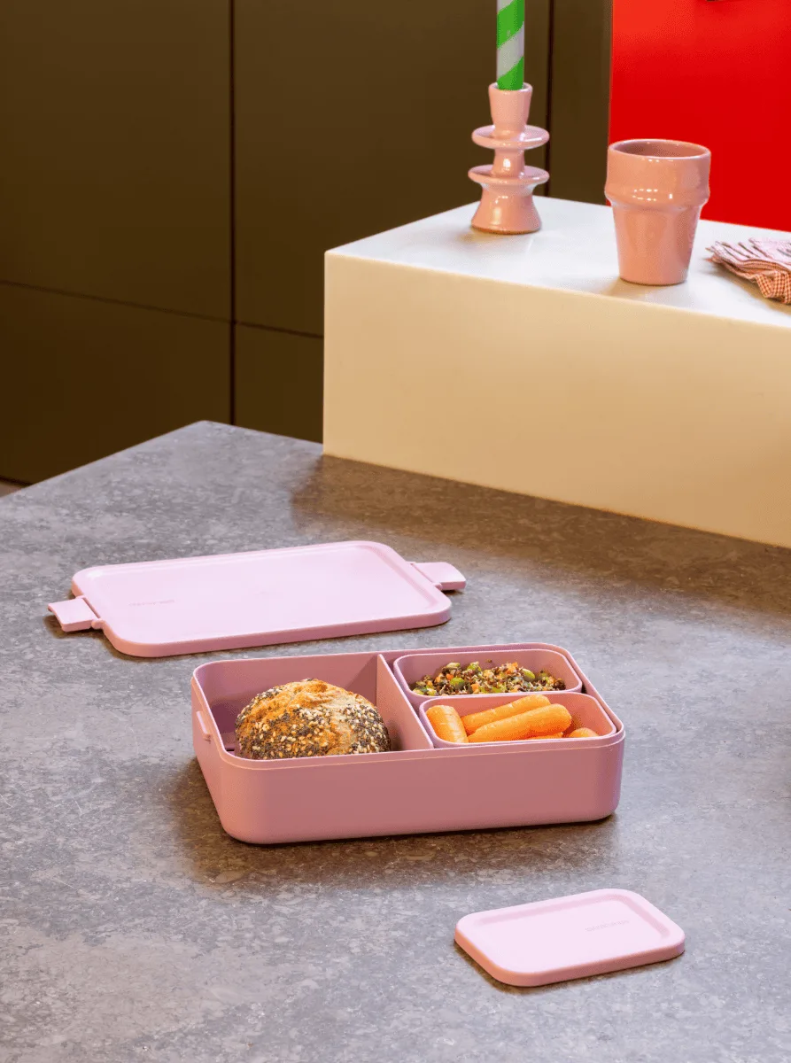 קופסת אוכל Bento גדולה 2 ליטר Make & Take פלסטיק ללא BPA ורוד לילך Brabantia – תמונה 2