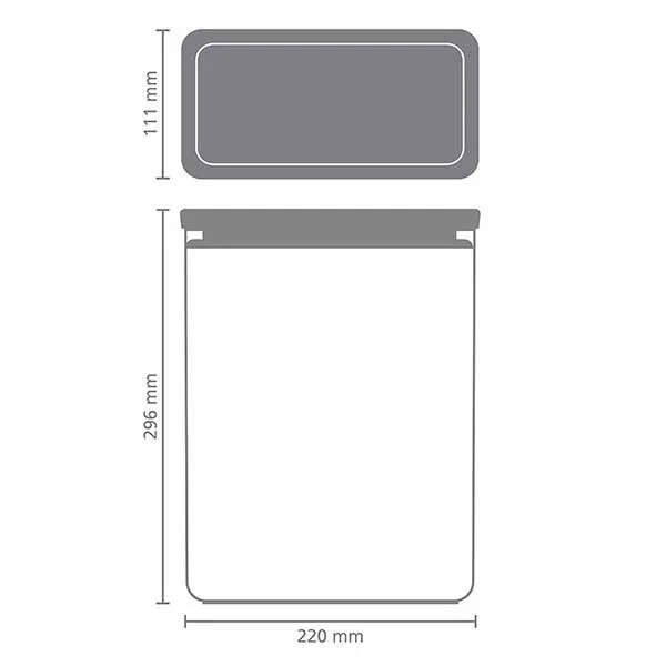 מיכל אחסון פלסטיק 5.4 ליטר, מכסה Brabantia - ללא BPA אפור-בהיר