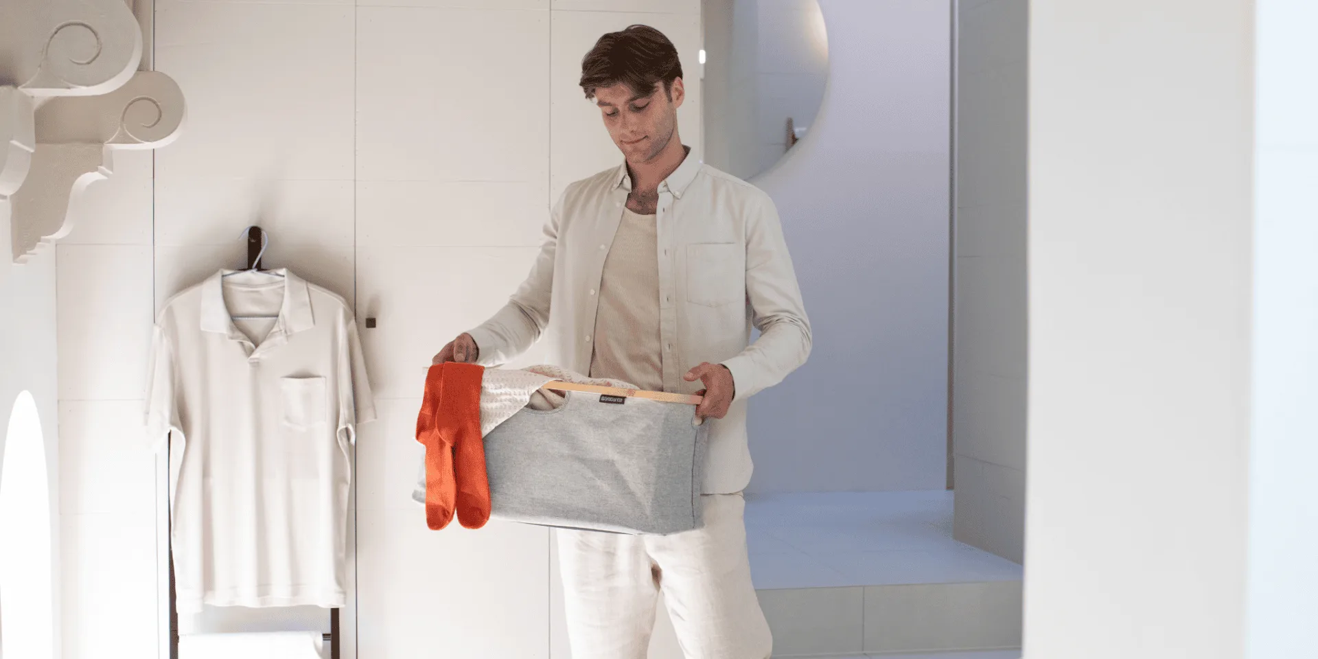 סל כביסה מתקפל 40 ליטר, בד מסגרת במבוק Brabantia – תמונה 4