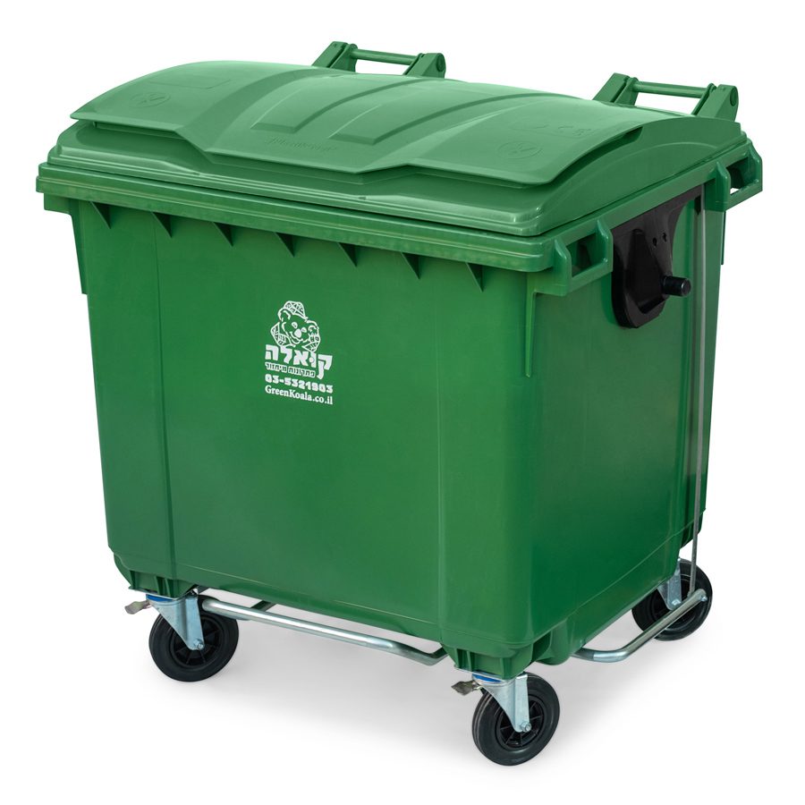 green wheelie bin 1100 liter with pedal