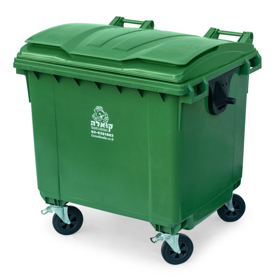 green wheelie bin 1100 liter without pedal