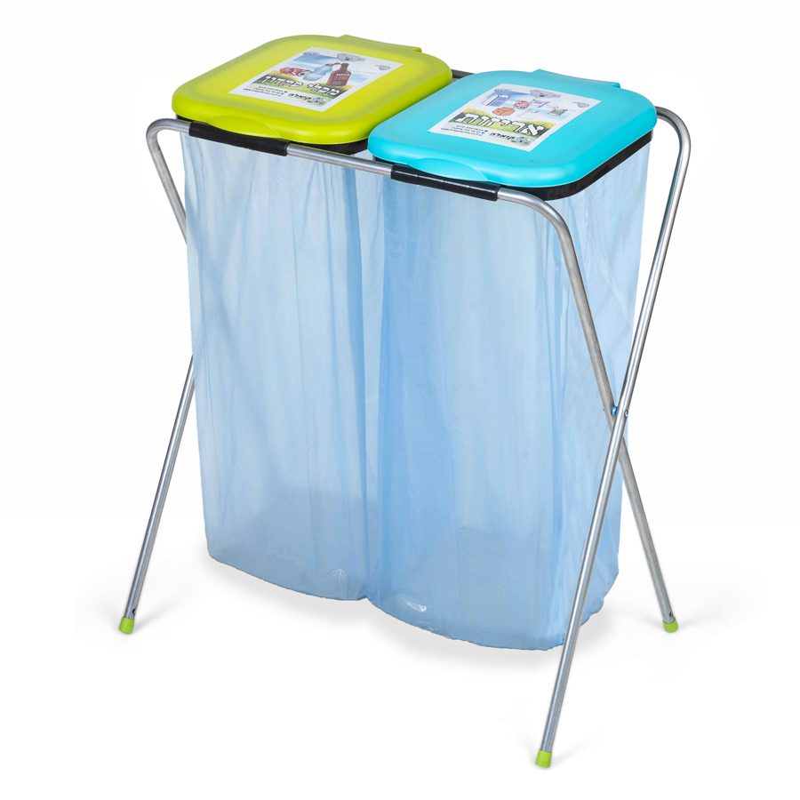 recycle bin rack simple low cost foldable for recycling double