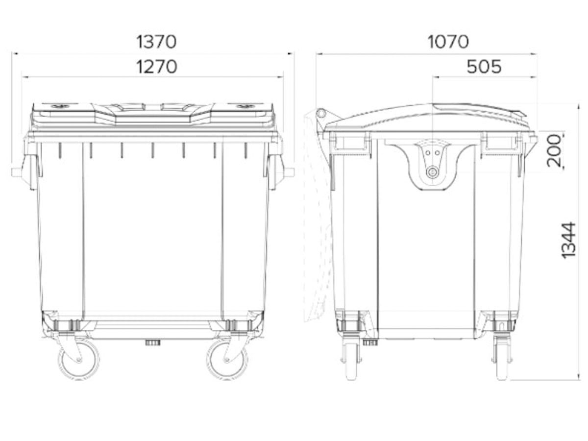 wheelie bin 1100 liter dimensions