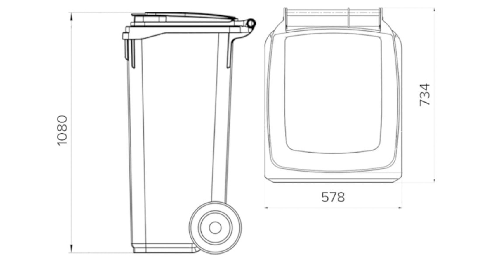 wheelie bin 240 liter dimensions