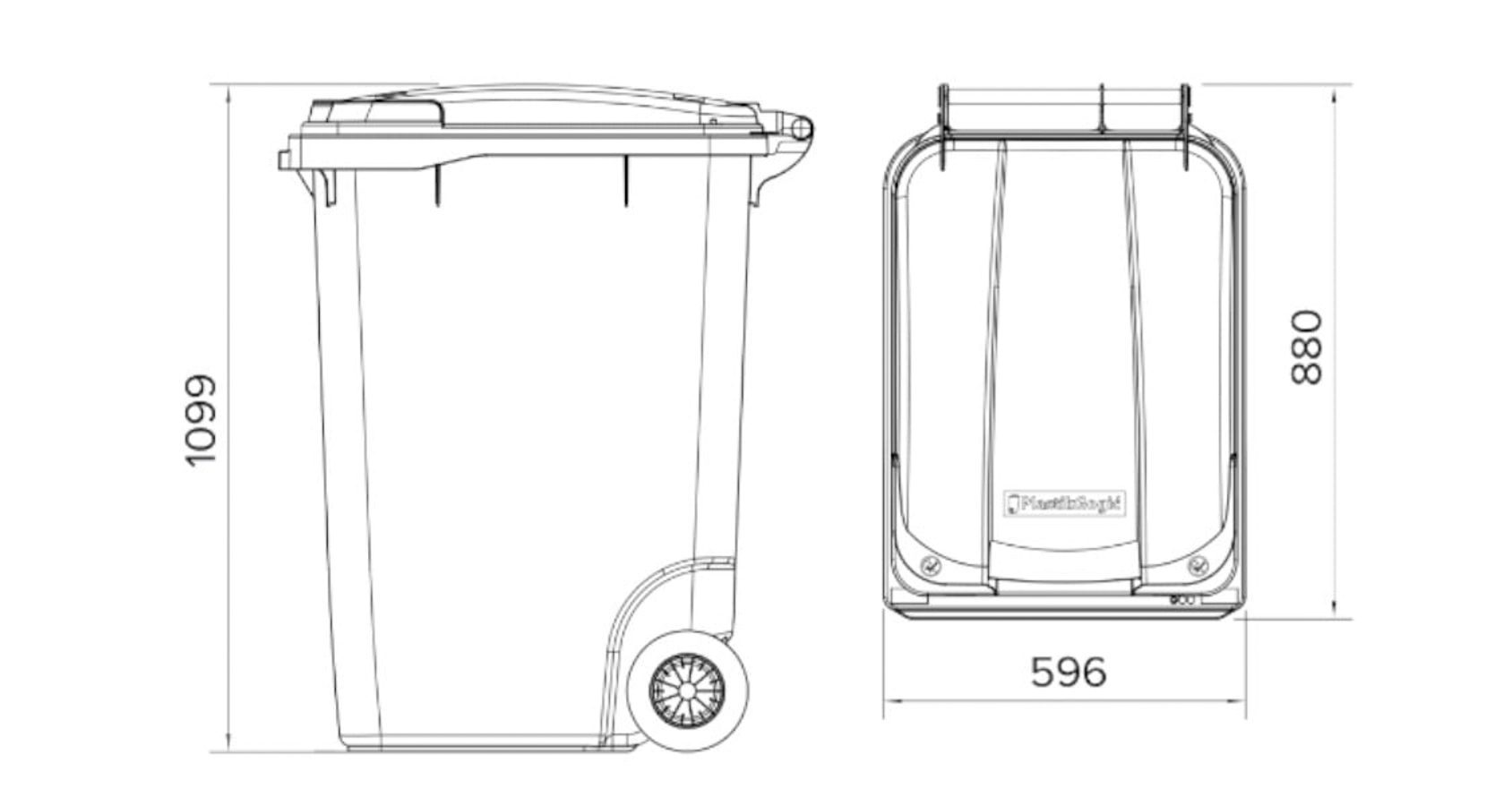 wheelie bin 360 liter dimensions