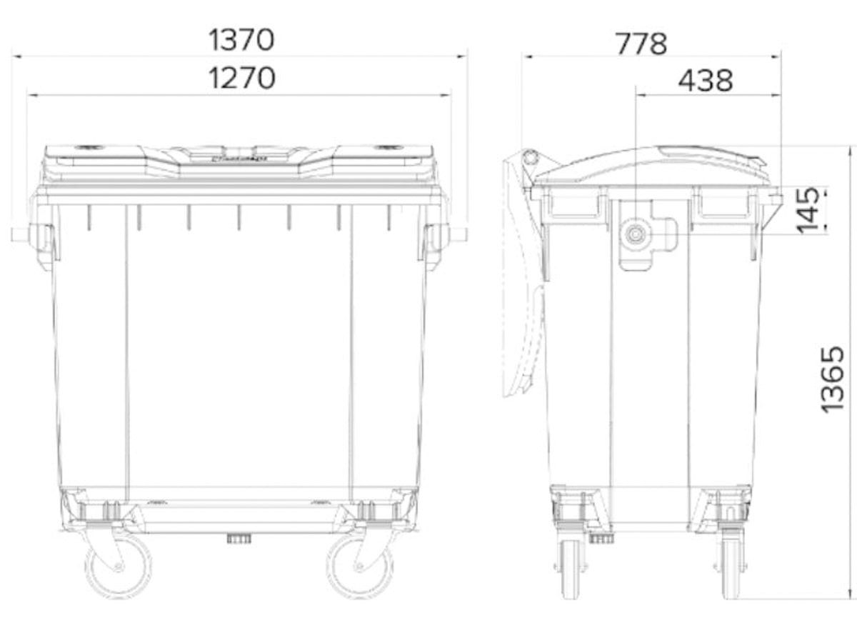 wheelie bin 770 liter dimensions