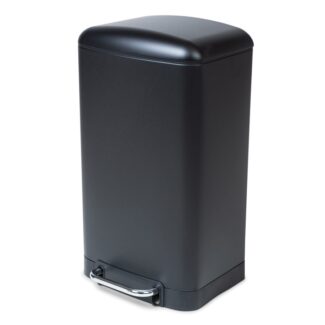 waste bin 30 liter for kitchen decorated rectangular pedal silenced closing metalic black