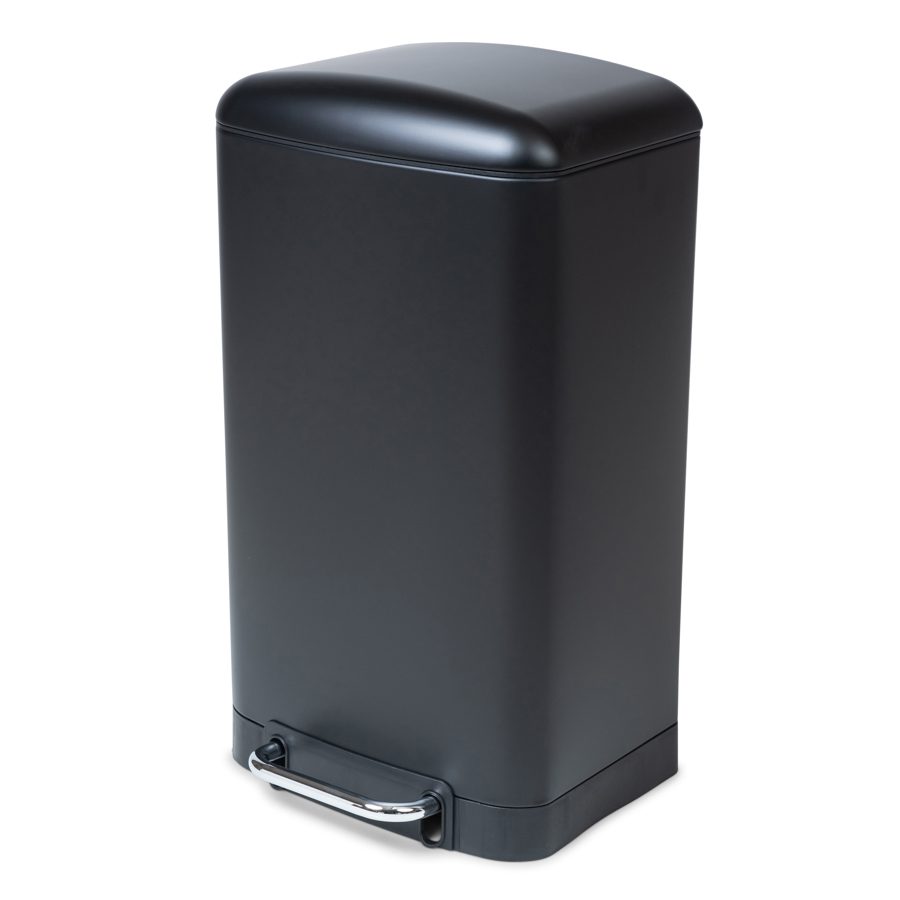 waste bin 30 liter for kitchen decorated rectangular pedal silenced closing metalic black
