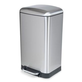 waste bin 30 liter for kitchen decorated rectangular pedal silenced closing metalic nickel