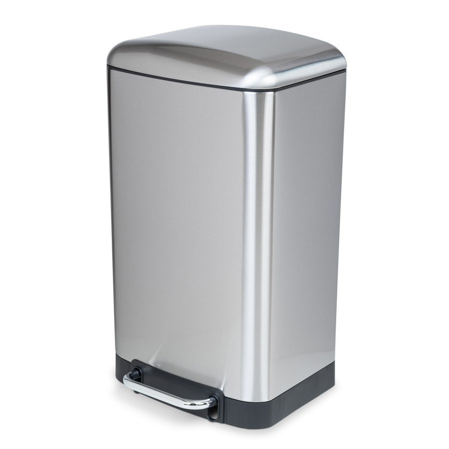 waste bin 30 liter for kitchen decorated rectangular pedal silenced closing metalic nickel