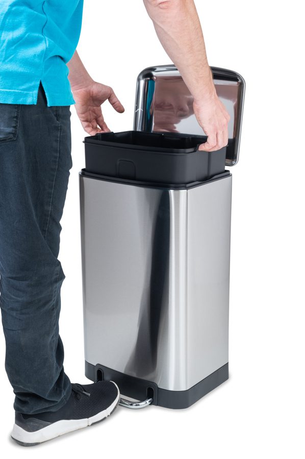 waste bin 30 liter for kitchen decorated square pedal silenced closing internal bin