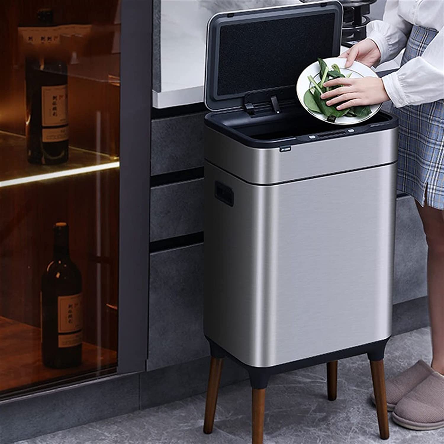 sensor brushed stainless steel bin 40L