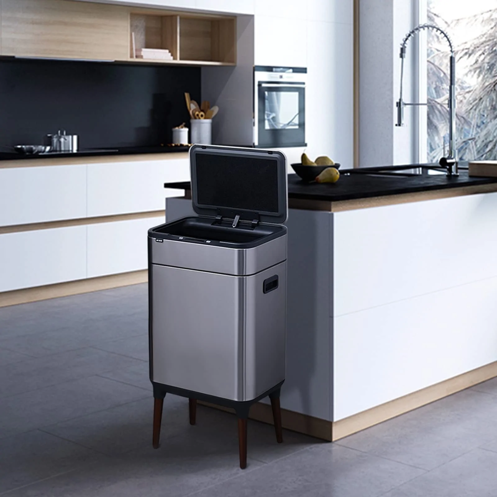 sensor brushed stainless steel bin 40L