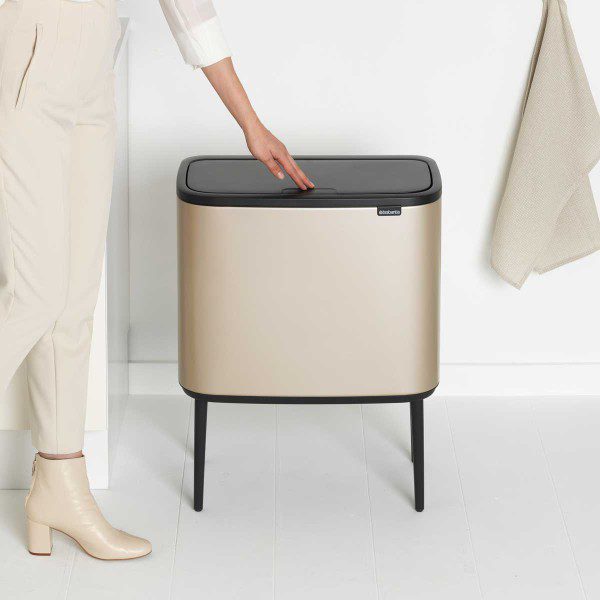 brabantia bo touch bin 36l champagne mood in use touch y 304583 1200