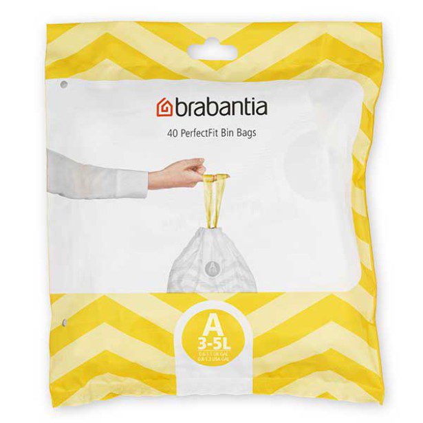 חבילת שקיות קוד A לפח אשפה 3 ליטר ולפח 4 ליטר BO ברבנטיה - 40 שקיות בחבילת דיספנסר Brabantia