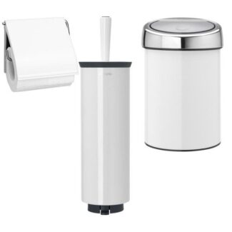 סט טאץ נתלה לבן - סט לשירותים, נתלה לבן Brabantia: פח טאץ נתלה 3 ליטר - B117