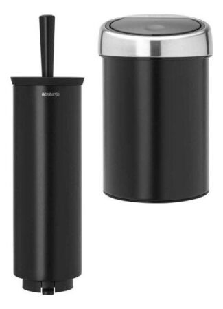 סט תלוי לשירותים - סט לשירותים, נתלה שחור מט Brabantia: פח טאץ נתלה 3 ליטר - B138