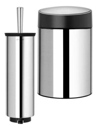 סט סלייד לשירותים - סט לשירותים, נתלה מבריק Brabantia: פח סלייד נתלה מבריק מכסה שחור מט 5 ליטר