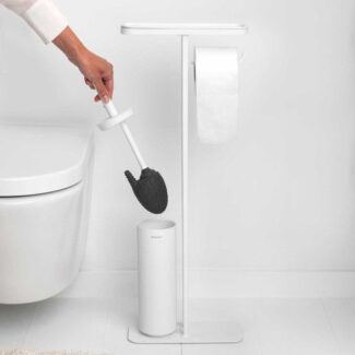 מעמד לנייר טואלט, מברשת אסלה סיליקון ומדף - באטלר לבן מינרלי MindSet ברבנטיה