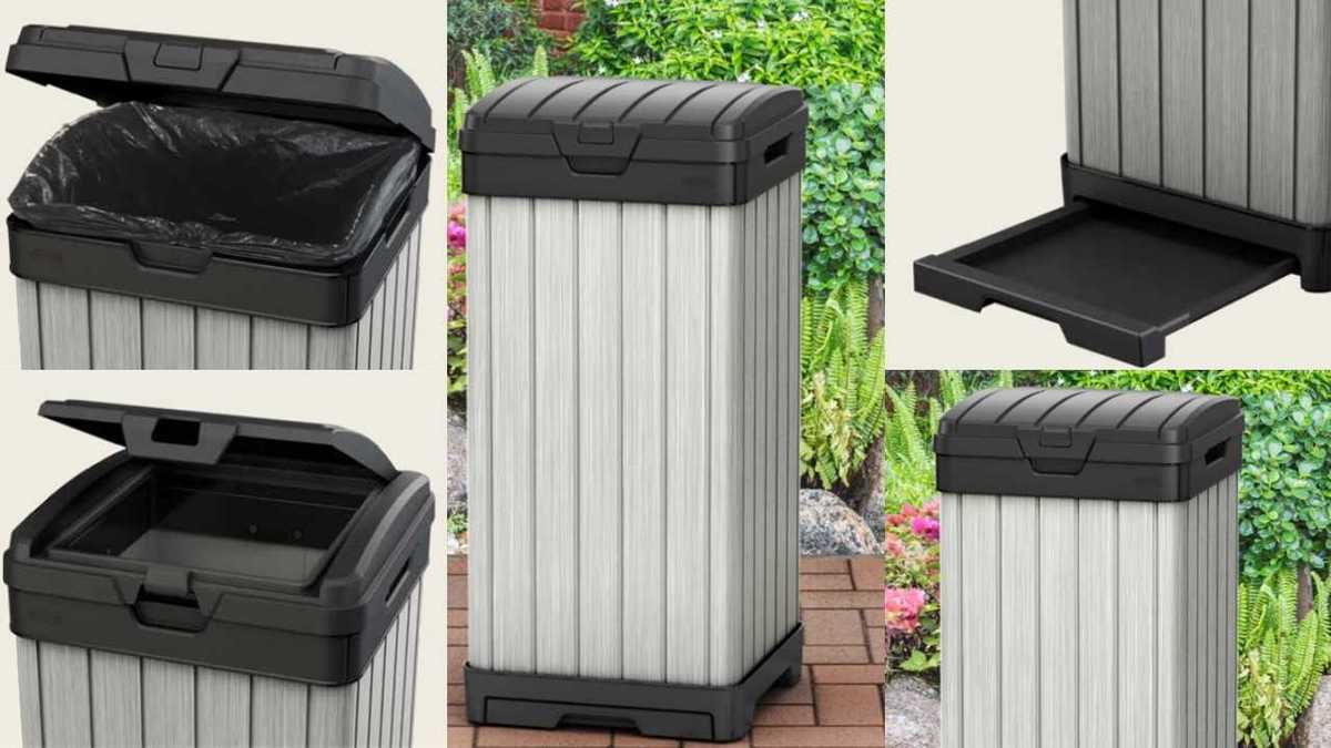 פח חוץ מוברש אפור Brushed Bin כמה זוויות