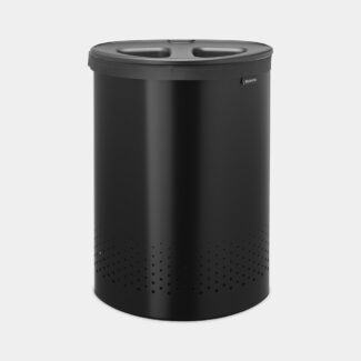 סל כביסה אובלי מחולק 55 ליטר שחור מט - Brabantia