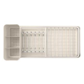 מתקן ייבוש כלים קומפקטי Brabantia - צר עם משטח ניקוז ומיכל סכו"ם