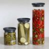סט 3 מיכלי זכוכית 0.6 + 1.1 + 1.9 ליטר, מכסה אפור כהה Brabantia - ללא BPA
