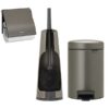 סט לשירותים Brabantia: פח פדל 3 ליטר NewIcon + מברשת אסלה קונית + מתקן קיר לנייר טואלט ברבנטיה